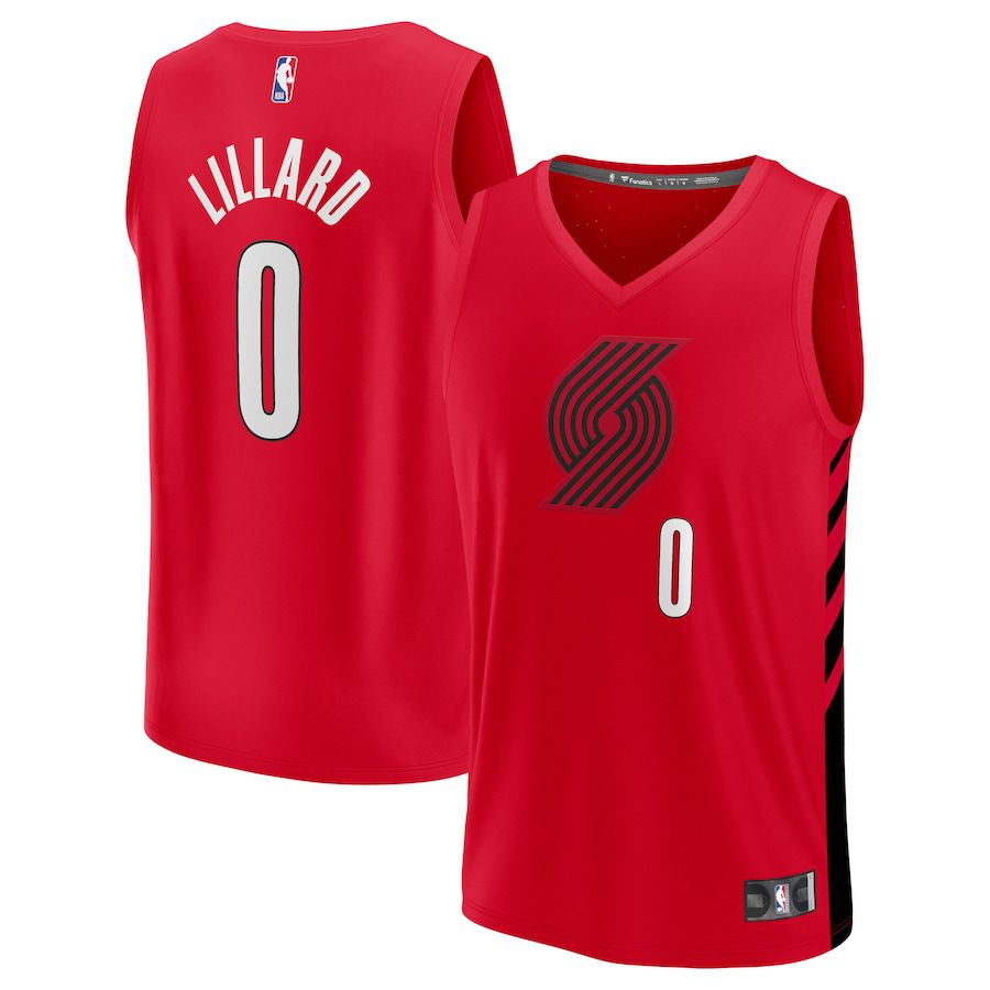 Men Portland Trail Blazers #0 Damian Lillard Fanatics Branded Red Statement Edition 2022-23 Fast Break NBA Jersey->portland trail blazers->NBA Jersey